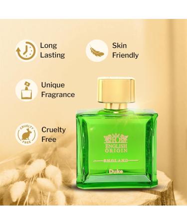 JP English Origin Duke | Woody Spicy Strong Spray | Perfume for Men | Cinnamon Lemongrass Notes with lift of Sandalwood | 100 ML | Long Lasting Eau De Parfum - Buy Online on GoSupps.com