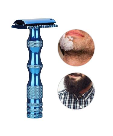 Classic Vintage Double Razor - Smooth Shave Rotatable Handle Rust-Free Easy Blade Change (Blue) - Shop Internationally! - Buy Online on GoSupps.com