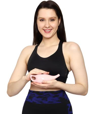 HealthGoodsIn Ceramic Neti Pot with 5 Sachet Neti Salt - Peach Color 250ml Capacity - Buy Online on GoSupps.com