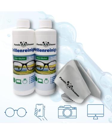 Pandacleaner 500ml Refill Set - 2x250ml Alcohol-Free Glasses Cleaner & Cleaning Cloth | Anti-Fog Streak-Free - Perfect for Glasses Displays & Monitors - Buy Online on GoSupps.com