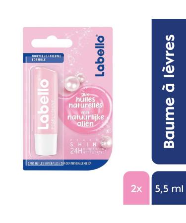 Nivea Labello Pearly Shine Lip Balm 2x5.5ml | Natural Oils & Shiny Pigments | 24-Hour Moisture | Buy Now! - Buy Online on GoSupps.com