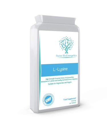L-Lysine Tablets 1 000mg 90 Tablets - High Strength Essential Amino Acid Promoting Absorption of Calcium and Healthy Hormonal Stress Responses