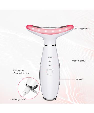 Neck Face Massager 3 Color Modes & Vibration Facial Sculpting Tool for Double Chin & Skin Care (White) International Shipping Available - Buy Online on GoSupps.com