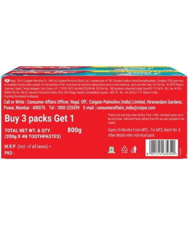 Colgate Active Salt Toothpaste Daily Germ Protection Combo Pack of 800g (Buy 3 Get 1 Free) with Salt and Mint Healthy Gums & Teeth Tooth Paste That Fights Germs & Provides Fresh Breath - Buy Online on GoSupps.com