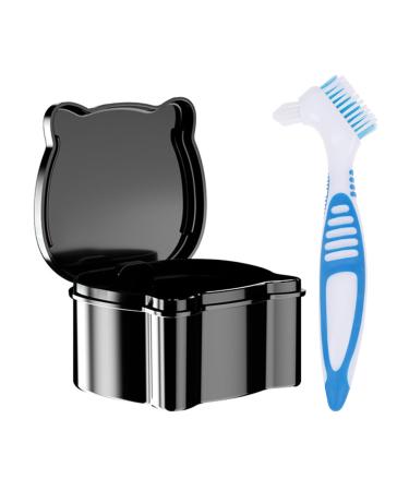 Prosthesis box denture box with sieve guador braces dose prostheses cleaner brushes spanging dinner bite can storage box prosthesis denture box box denture cup black