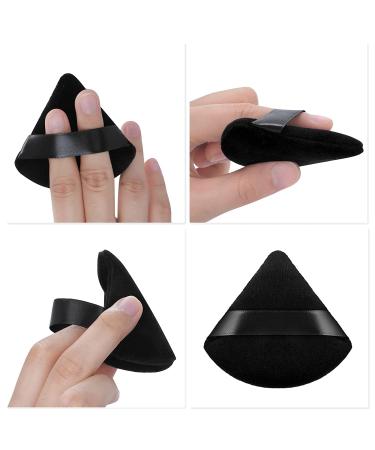 Molain 10Pcs Pure Cotton Triangle Makeup Puff Set - Soft Wedge Shape with Strap for Contouring, Under Eyes and Corners - Black - Buy Online on GoSupps.com