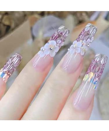Fake Nails Tips - Full Artificial Nails in 3D Home Women Nail Tips Beginners Manicure Nails for Dating Wedding Traveling 02 - Buy Online on GoSupps.com