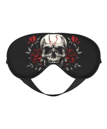 Skull Roses Sleep Mask for Women Men Halloween Garden Decor Soft Adjustable Blackout Eye Covers for Sleeping Airplane Travel Skull Roses 1 Count (Pack of 1)