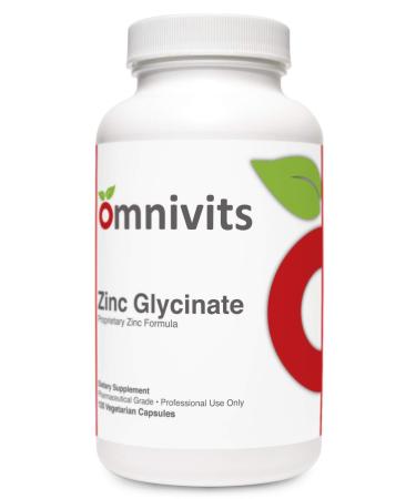 Zinc Glycinate | Zinc Bisglycinate Chelate 20mg | Immune Support Antioxidant | 120 Vegetarian Capsules | Omnivits