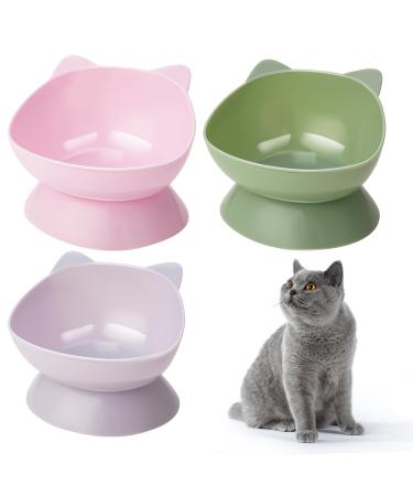 umorismo 3 Pcs Raised Cat Bowl Tilted Elevated Cat Bowls Plastic Cat Feeding Bowls Kittens Dishes 15 Cat Feeder Food Water Bowl For Pets Cats Dry Wet Food