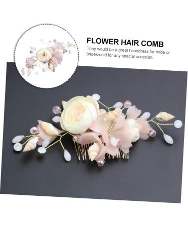 Angoily Bridal Hair Comb Crystal Hair Comb Flower Hair Comb Rhinestone Hair Barrette Hanfu Headwear Tiara Flower Hair Insert Comb Pink Zircon The Flowers Bride Spun Yarn - Buy Online on GoSupps.com