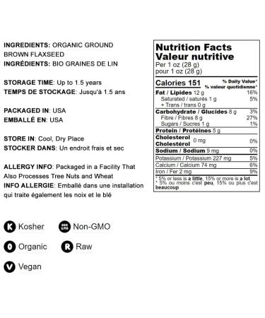 Organic Brown Flaxseed Meal 2lb - Non-GMO, Kosher, Vegan Superfood, Rich in Omega-3 Ground Flax, Keto Friendly - USA Product - Buy Online on GoSupps.com
