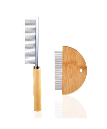 2 pieces flea comb wooden lice comb for dogs and cats nit comb for against fleas lice in dogs & cats