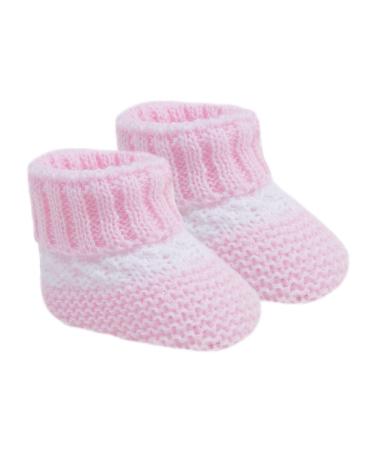 Soft Touch Newborn Baby Booties Boys Girls Knitted Booties With Stripe Mesh Bootees 0-3 Months S437 3 Months Pink