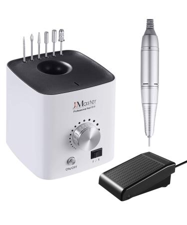Nail Drill JCMASTER Electric Nail Files with Foot Pedal Adjustable Speed 30000 RPM Professional E File Kit with 6 Nail Drill Bits Low Vibration Manicure Pedicure Set for Nail Care Nail Art