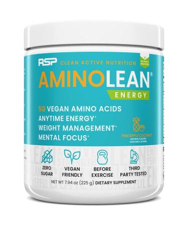 RSP Vegan AminoLean All-in-One Natural Pre Workout Amino Energy Weight Management with Vegan BCAAs Complete Vegan Preworkout Powder Pineapple Coconut