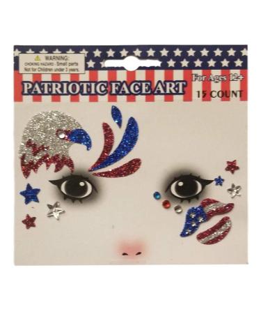 Patriotic Temporary Face Tattoos - 100pc Face Art for Memorial Day, 4th of July, Labor Day | Red White Blue Glitter | Election Party - Buy Online on GoSupps.com