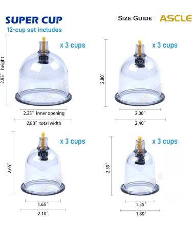 ASCLE 12-Cup Cupping Set with Extra Thick Super Cups | Premium Quality - Buy Online on GoSupps.com