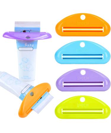 LoveInUsa Toothpaste Tube Squeezer Dispenser Hanging Toothpaste Clips Holder Rolling Holder Squeezer 4 Pack 4pcs