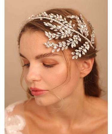 Deniferymakeup Rhinestone Wedding Hair Accessory Crystal Headband for Bride Crystal Leaves Hairstyles for Wedding - Buy Online on GoSupps.com