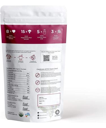 READ QURA Organic Chia Seed Unroasted USDA Certified Weight Loss Management Rich in omega3 fatty acids 300gms pouch - Buy Online on GoSupps.com