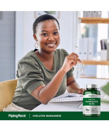 Chelated Manganese 50mg - 200 Tablets | Manganese Gluconate Supplement | Vegetarian, Non-GMO, Gluten-Free - Buy Online on GoSupps.com