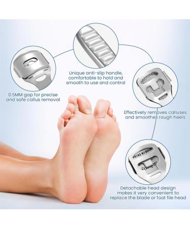 Folklyzo 52 Pieces Foot Shaver Callus Remover Callus Shaver Pedicure Tools Foot Care Hard Skin Remover for Hand Feet with 50 Blades 1 Stainless Steel Callus Shaver and 1 Foot File (Stainless Steel) - Buy Online on GoSupps.com