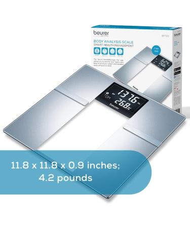 Beurer BF720 Smart Scale - Body Fat, Water, Calorie Data - 400 lb Capacity - Bluetooth & User Recognition - XL LCD Display - Body Analysis - Grey Silver - Buy Online on GoSupps.com