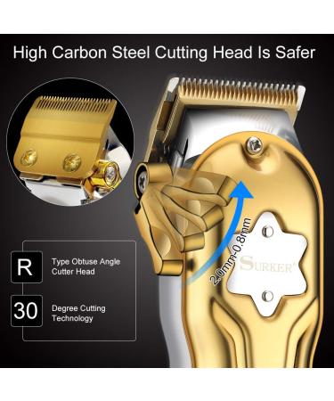SURKER Hair Clippers Beard Trimmer for Men Professional Hair Trimmer Cordless Barbers Grooming Kit Rechargeable (Silver) - Buy Online on GoSupps.com