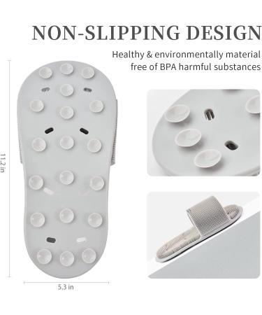 Buy Petalum Silicone Shower Massage Sandals - Non-Slip Foot Brush with Suction Cups for Deep Cleaning & Cornea Peeling - Gray One Size - Buy Online on GoSupps.com