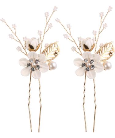 2 Pieces Wedding Hair Pins Elegant Wedding Hair Clips Set Sophisticated Bridal Hairpins White Bridesmaid Hair Clips Perfect for Brides Bridesmaids and Flower Girls - Buy Online on GoSupps.com