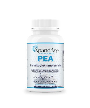 XpandAge Life Sciences Palmitoylethanolamide(micronized Pea) with Luteolin Nadh Rutin and Lysine for Immunity Nervous* System* Support and Overall Wellness.60 Vegetable Capsules Made in USA.
