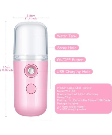 Honoson 2 Pieces Nano Facial Mister - Pink and White - Buy Online on GoSupps.com