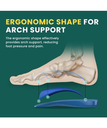 Plantar Fasciitis Heel Inserts - Welnove Arch Support Cushions for Foot Pain Relief Anti-Slip Orthotic Insoles for Flat Feet & Heel Spurs - Women s Size 6-10 Blue - Buy Online on GoSupps.com