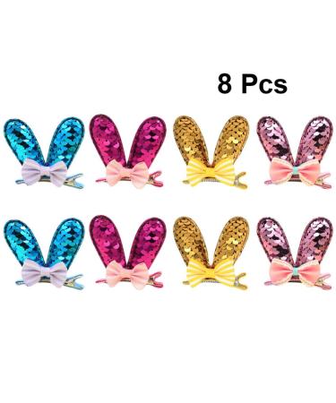 Minkissy 8-Piece Rabbit Baby Girl Hair Accessories | Easter Sequin Hair Clips & Bowknot Loops for Toddlers - Buy Online on GoSupps.com