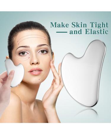 Stainless Steel Gua Sha Tool - Heart Shape Facial Massage Device for Contouring & Slimmer Face - Buy Online on GoSupps.com
