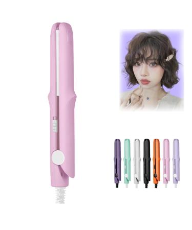 2-in-1 Mini Curling Wand & Flat Iron Hair Straightener Mini Dual Purpose Curling Iron Mini Curling Iron for Short Hair Portable Travel Curling Wand & Straightening Iron (C)