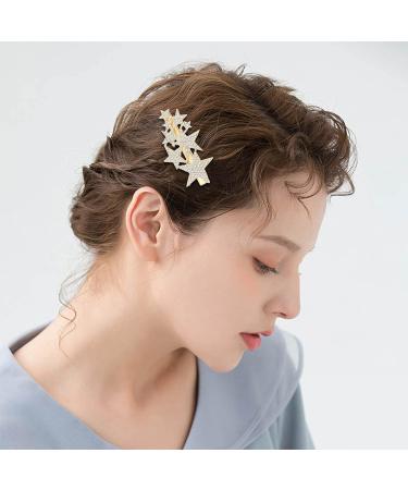 4 Pack Rhinestone Five-Pointed Star Hair Clips - Gold & Silver Hair Barrettes for Girls and Women - Buy Online on GoSupps.com