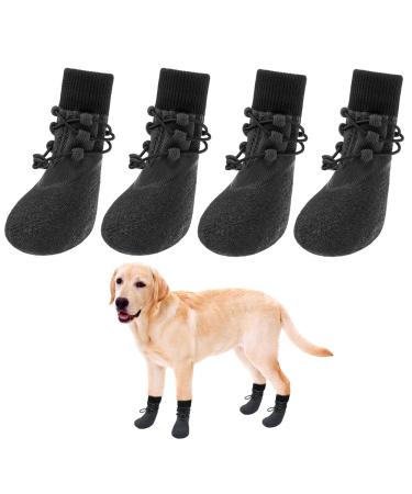 KOOLTAIL Anti-Slip Dog Boots 4 Packs - Adjustable Dog Socks with Shoelace Waterproof Dog Sock Shoe for All Seasons Super Durable Pet Paw Protector for Indoor and Outdoor Medium and Large Dogs X-Large