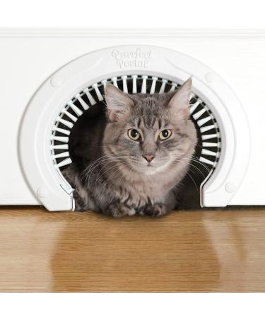 Cat Door for Interior Doors with Grooming Brush - Large Pet Cat Pass for Adult Cats up to 20 Lbs - Easy to Install Pet Door w/ Brush Plus Detailed Instructions, Screws & Screw Caps