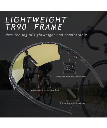 Ukoly Cycling Sunglasses: 3 Interchangeable Lenses, Sports Sunglasses for Men and Women - Baseball, Running Glasses (Black/Blue) - Buy Online on GoSupps.com