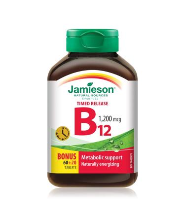 Jamieson Vitamin B12 (Cobalamin) 1200mcg Timed Release 80 tablets