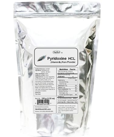 NuSci Pyridoxine HCl Vitamin B6 Pure Powder 100g (3.52oz)