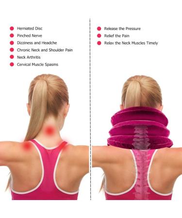 Neck Shoulder Pain Relief Muscle Relaxation Neck Pillow Massager Inflatable Air Neck Traction Pink - Buy Online on GoSupps.com