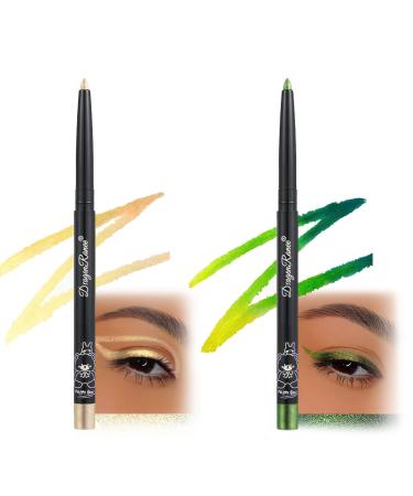 2PCS Eye Liner Pencil Glitter Eye Pencil Green Eyeliner Pencil Eyeliner Stick,Multicolor Eyeshadow Pencil,Multicolor Eyeshadow Pencil,Sparkling Long Lasting For Eyes