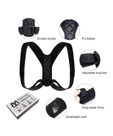 YAKAON Posture Corrector for Men and Women Premium Back Brace Support Straightener with Adjustable Shoulder Straps to Eliminate Shoulder Neck and Back Pain (L) Black-L: 27"- 36" - Buy Online on GoSupps.com