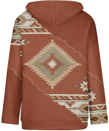 Women's Western Aztec Geometric Hoodie Sweatshirt - Coffee, 3X-Large - Buy Online on GoSupps.com