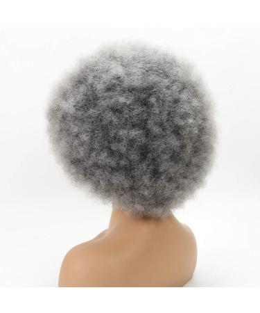 Smoky Gray Short Afro Wig for Black Women - Unisex Large Bouncy Kinky Curly Synthetic Wig - Buy Online on GoSupps.com