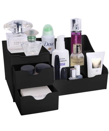 Mantello Bathroom Organizer Countertop- Make Up Organizers and Storage- Bathroom Counter Organizer and Skin Care Organizer, Makeup Organizer for Vanity- Black Matte Black