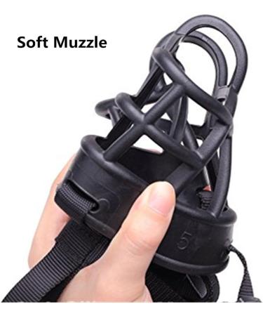 Jyhy Silicon Rubber Basket Muzzle for Small & Medium Dogs - Adjustable Breathable Anti-Chewing Black (21-26cm) - Buy Online on GoSupps.com